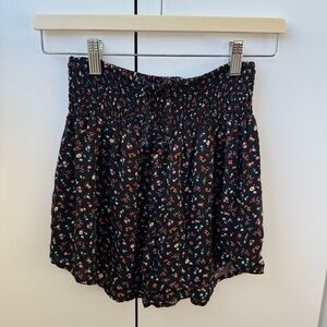 Floral Black Shorts